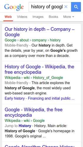 google mobile search results